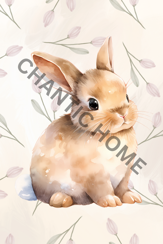 Bunny Rabbit Art Print, Animal Nursery Print -B