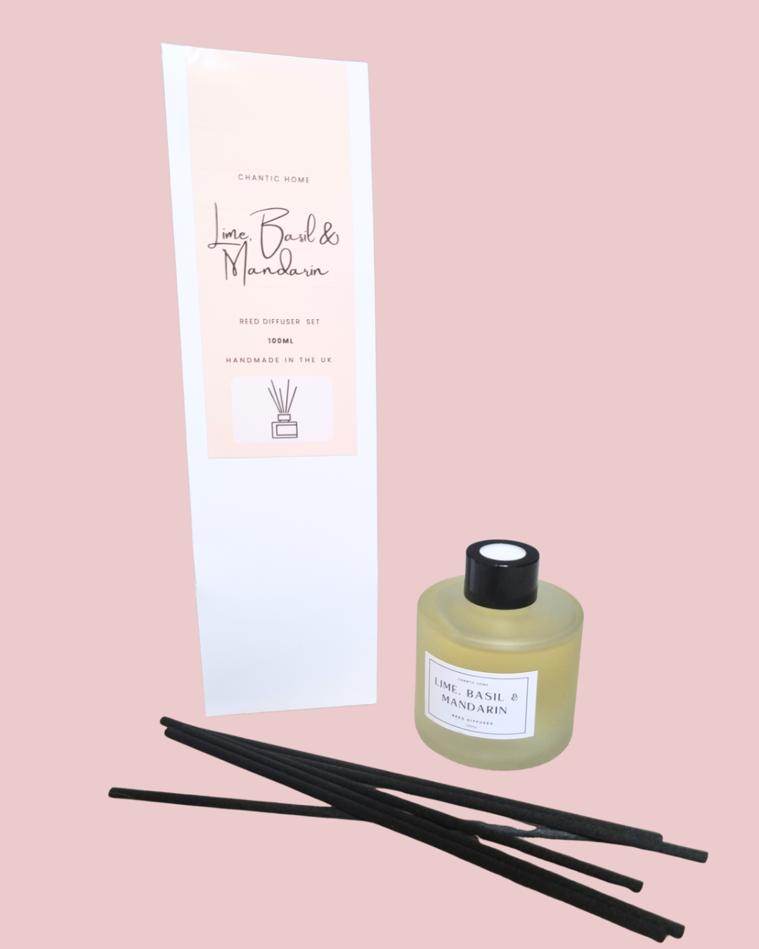 Line Basil and Mandarin 10cl/ 100ml | Vegan Reed Diffuser Set | Pet-Safe Luxury Home Fragrance | Chantic Home