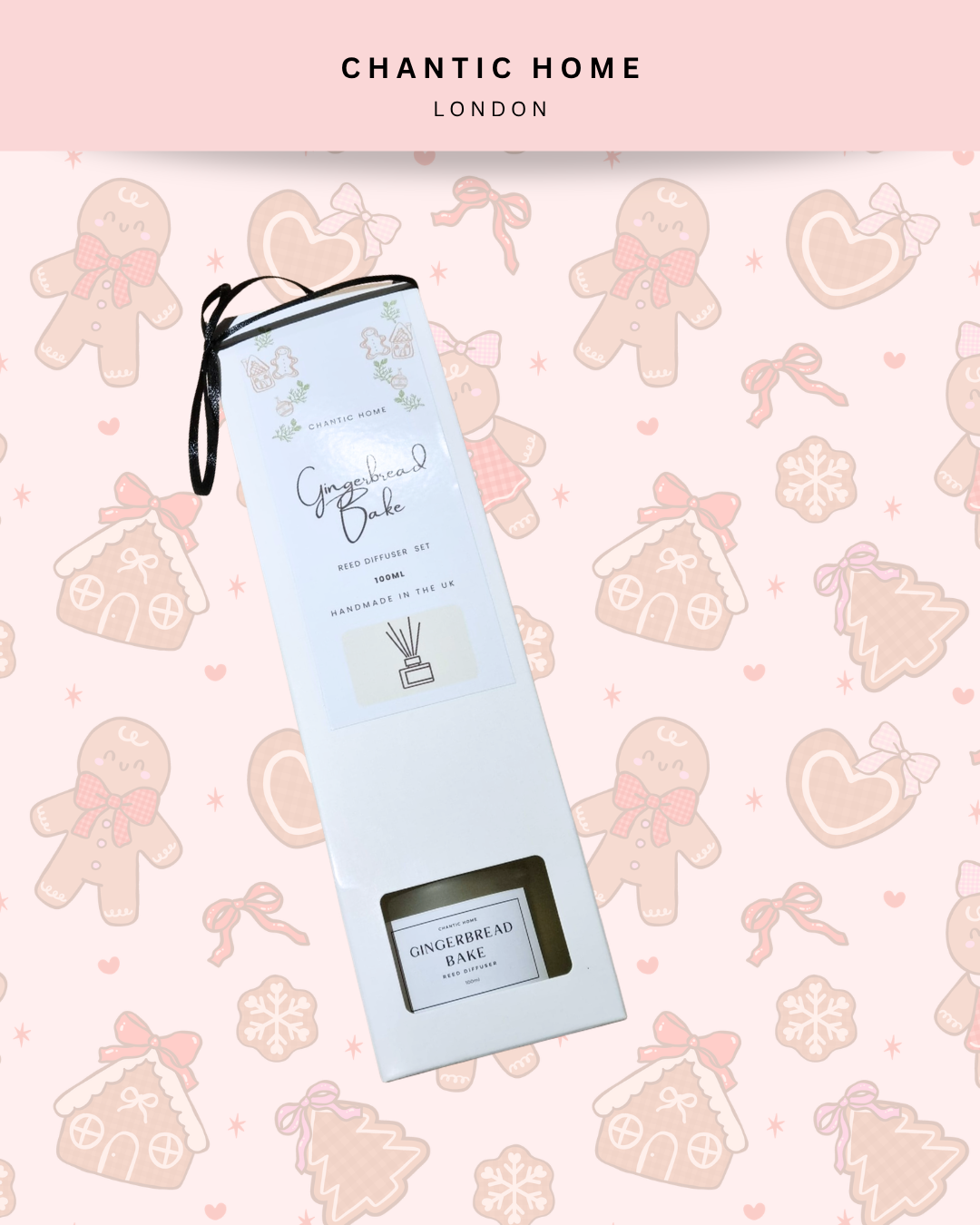 Gingerbread 10cl/ 100ml | Vegan Reed Diffuser Set | Pet-Safe Luxury Home Fragrance | Chantic Home