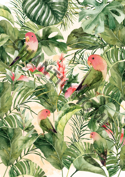 Parrot Jungle Art Bird Print, Animal Prints