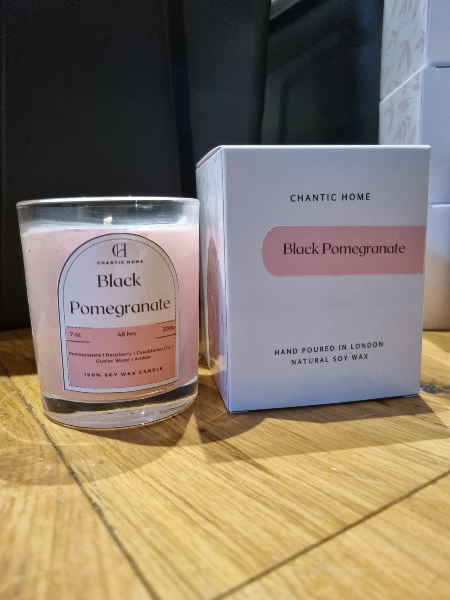 Black Pomegranate Candle Vegan friendly Soy and Coconut Wax Petsafe Candles in Harrow