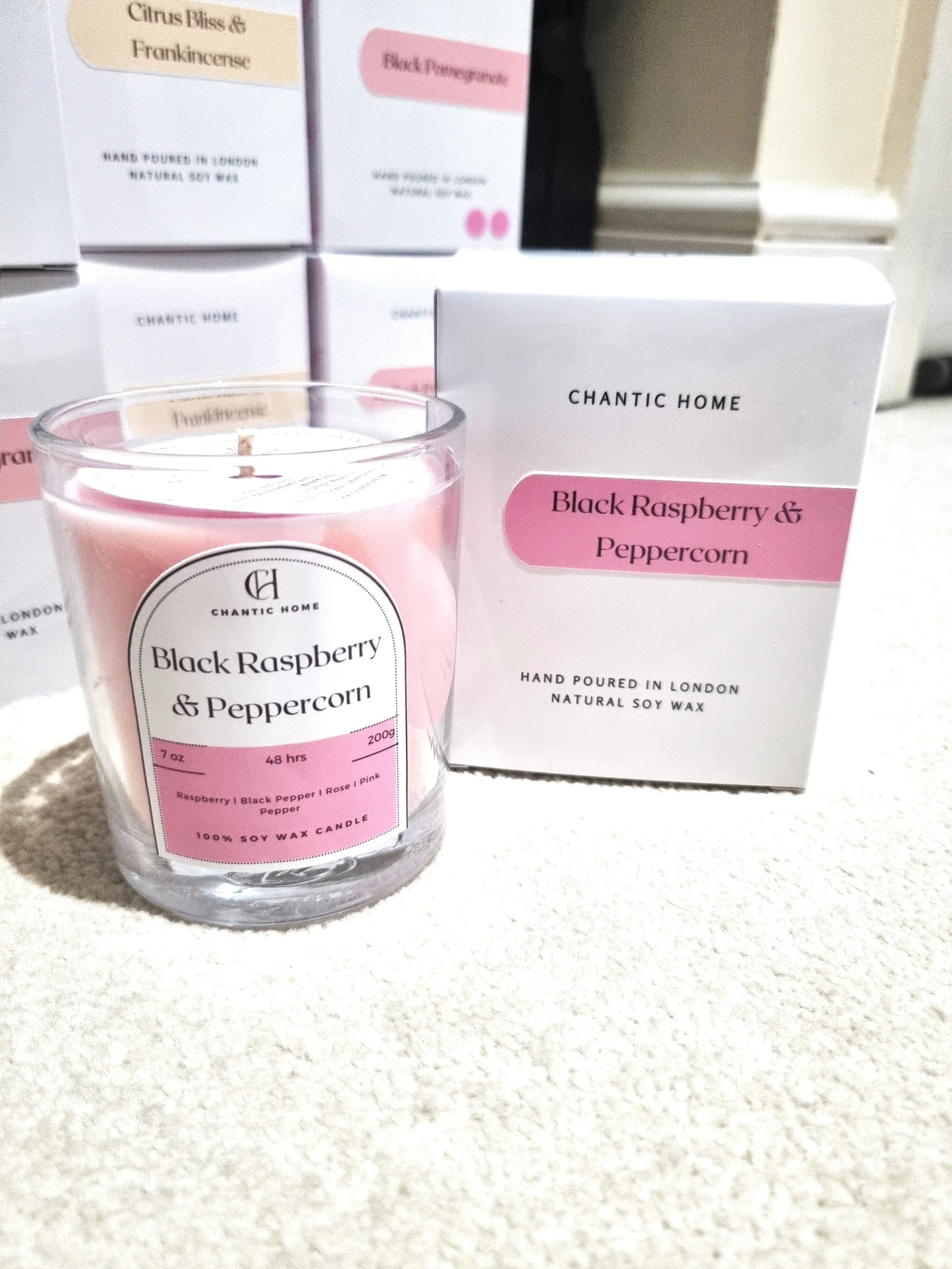 Black Raspberry and Peppercorn Candle Vegan friendly Soy and Coconut Wax Petsafe Candles in Harrow