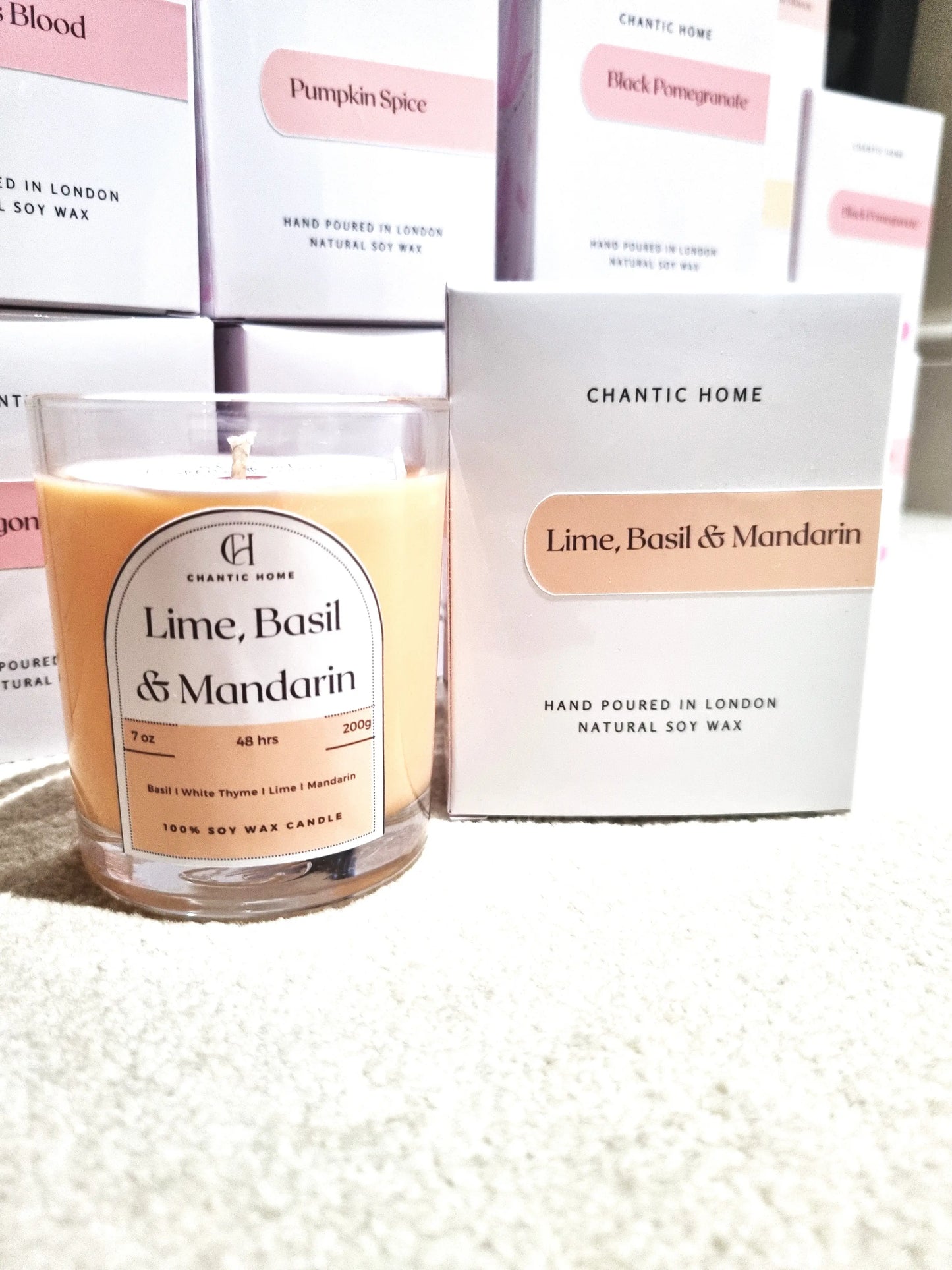 Lime, Basil and Mandarin Candle Vegan friendly Soy and Coconut Wax Petsafe Candles in Harrow