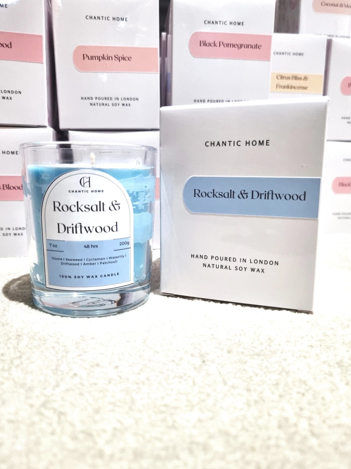 Rocksalt & Driftwood Candle Vegan friendly Soy and Coconut Wax Petsafe Candles in Harrow