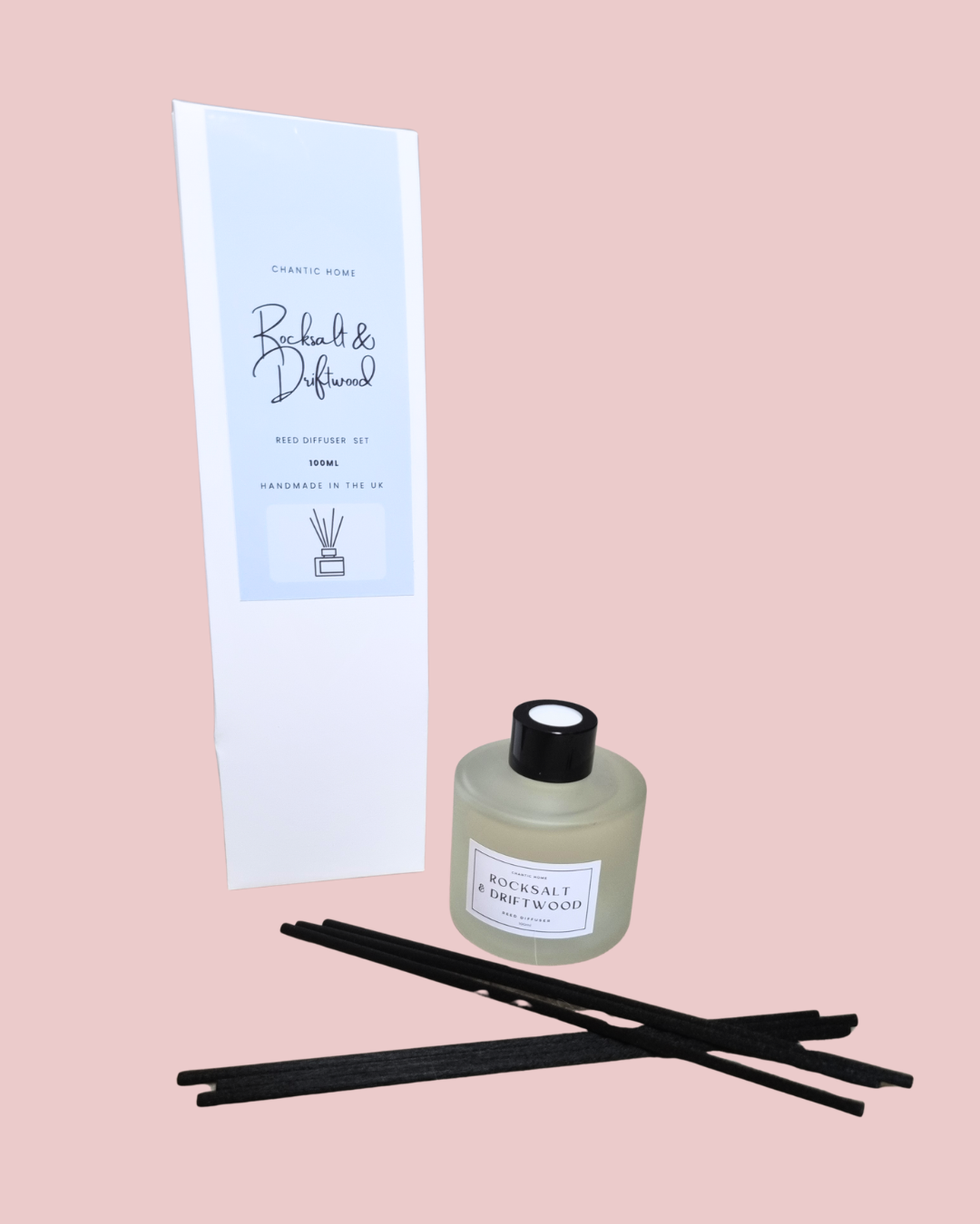 Rocksalt and Driftwood 10cl/ 100ml | Vegan Reed Diffuser Set | Pet-Safe Luxury Home Fragrance | Chantic Home