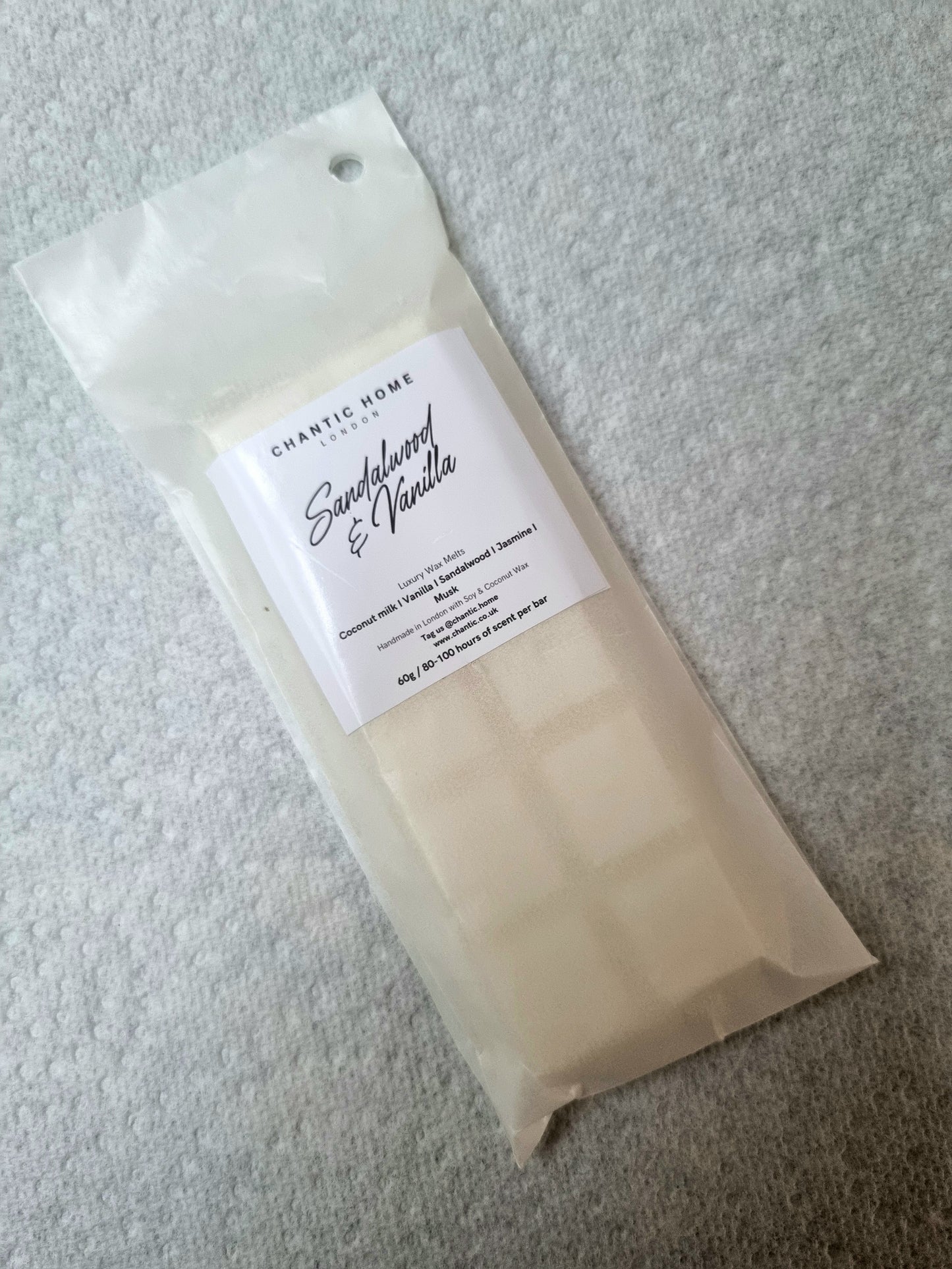 Sandalwood and Vanilla Wax Melt Snap Bar | Sustainable, Pet Safe & Natural Home Fragrance | Chantic Home