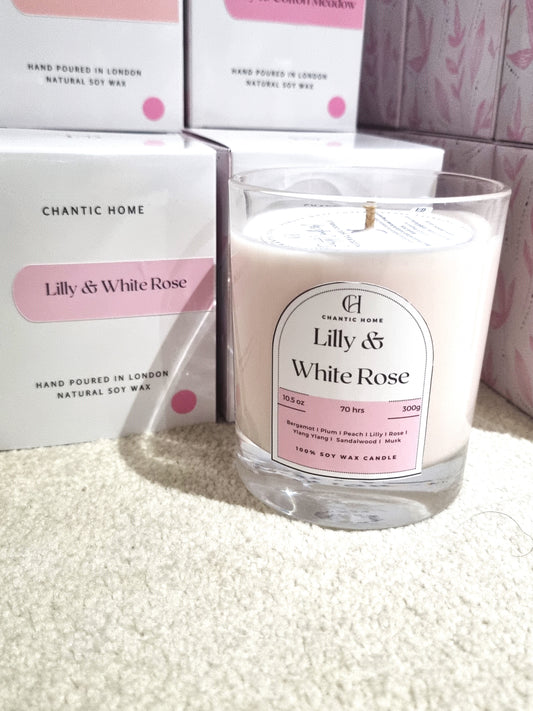 Lilly & White Rose 30cl | Vegan Soy Candle | Pet-Safe Luxury Home Fragrance | Chantic Home