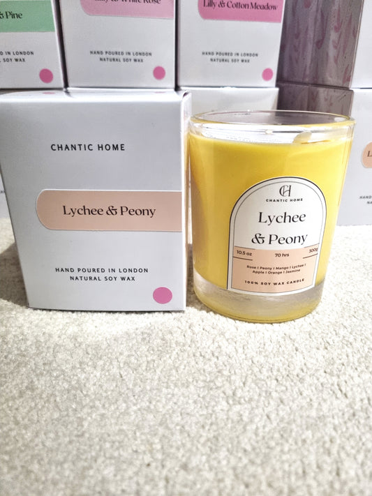 Lychee & Peony 30cl | Vegan Soy Candle | Pet-Safe Luxury Home Fragrance | Chantic Home