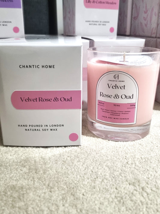 Velvet Rose & Oud 30cl | Vegan Soy Candle | Pet-Safe Luxury Home Fragrance | Chantic Home