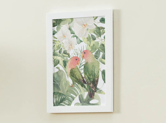 Parrot Couple Art Bird Print, Animal Print