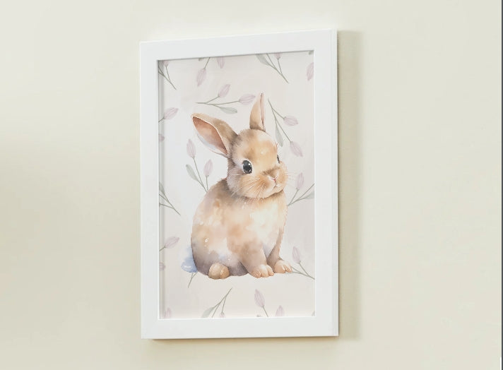 Bunny Rabbit Art Print, Animal Nursery Print -B