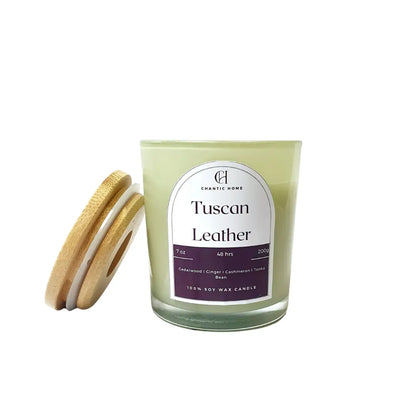 Tuscan Leather Candle Vegan friendly Soy and Coconut Wax Petsafe Candles in Harrow