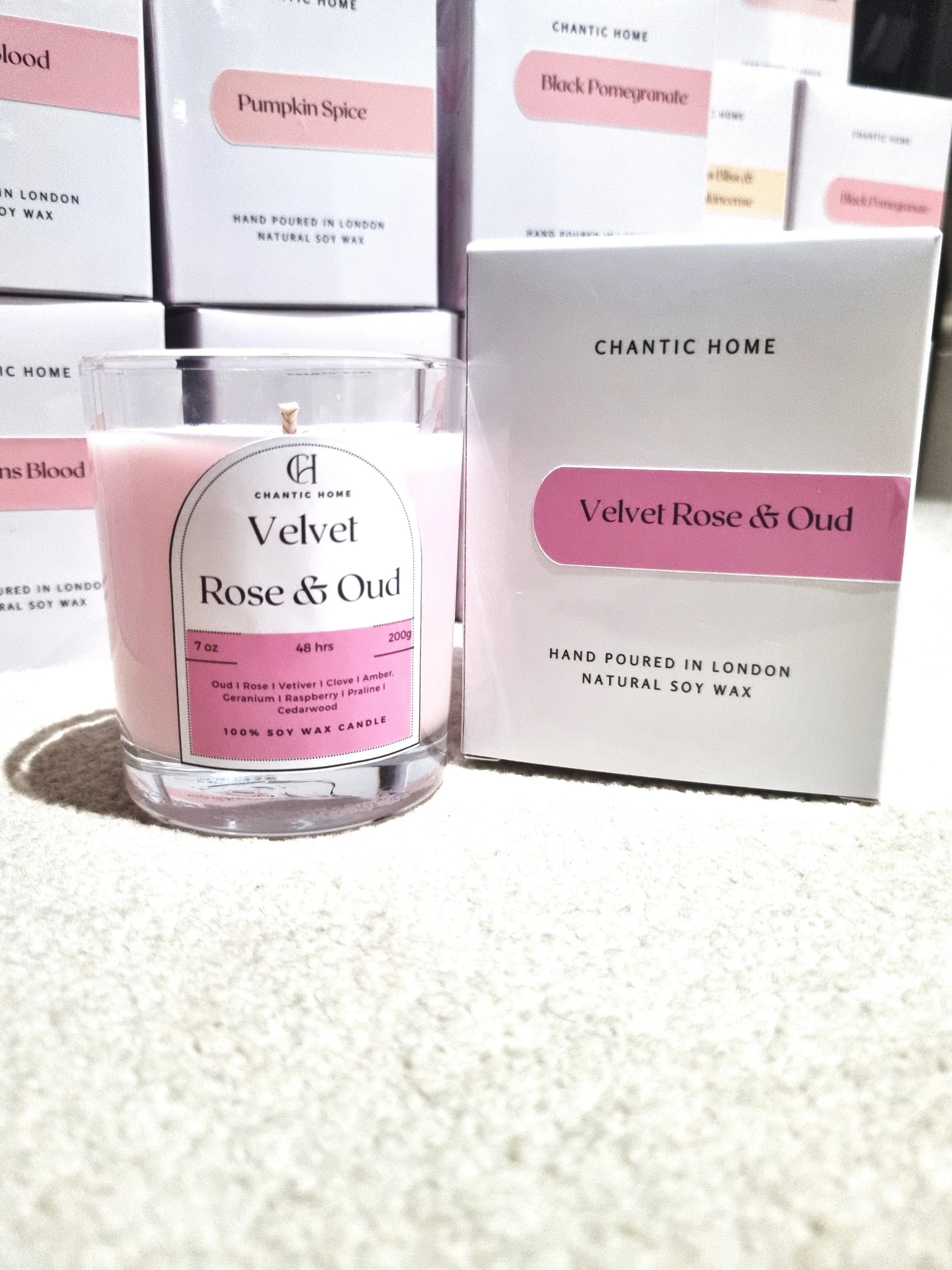 Velvet Rose and Oud Candle Vegan friendly Soy and Coconut Wax Petsafe Candles in Harrow