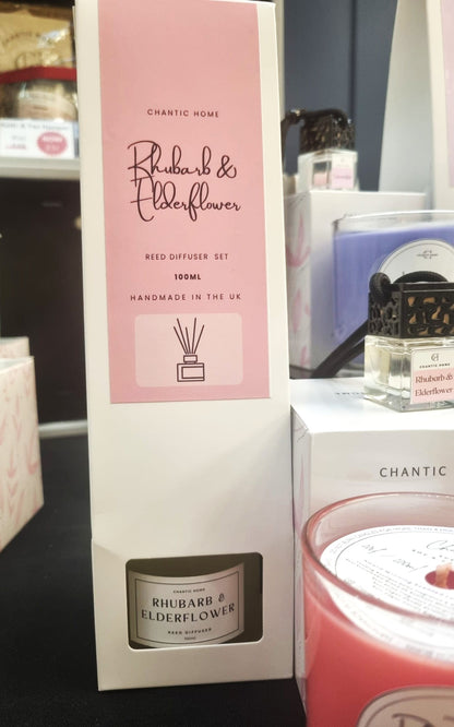 Rhubarb & Elderflower 10cl/ 100ml | Vegan Reed Diffuser Set | Pet-Safe Luxury Home Fragrance | Chantic Home