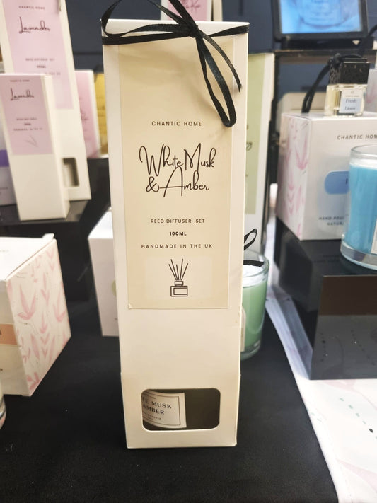 White Musk & Amber 10cl/ 100ml | Vegan Reed Diffuser Set | Pet-Safe Luxury Home Fragrance | Chantic Home