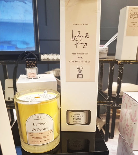 Lychee & Peony 10cl/ 100ml | Vegan Reed Diffuser Set | Pet-Safe Luxury Home Fragrance | Chantic Home