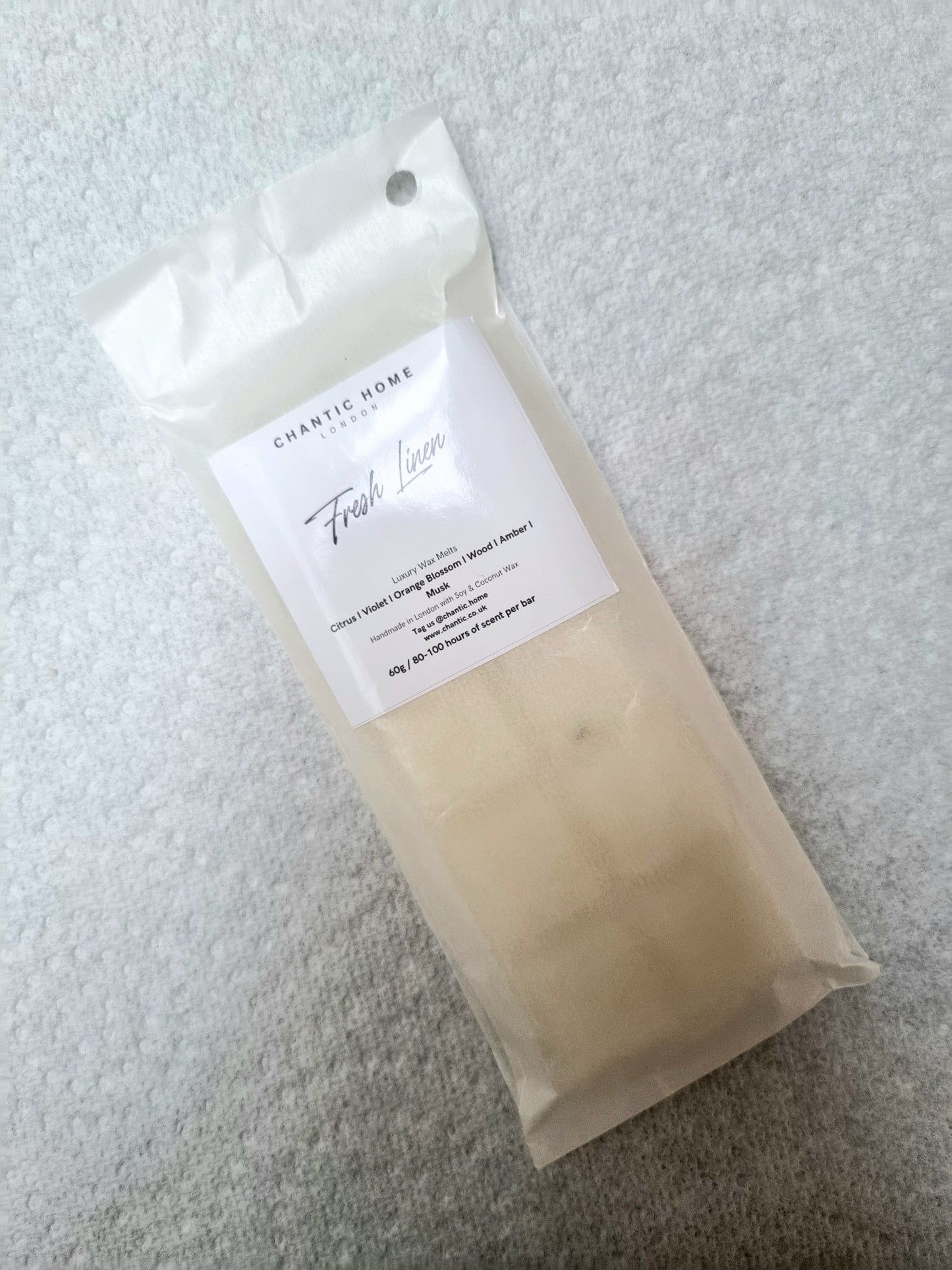 Fresh Linen Wax Melt Snap Bar | Sustainable, Pet Safe & Natural Home Fragrance | Chantic Home